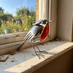 Metalen Robinsculptuur van Gerecycled Bestek met Handgevormde Details