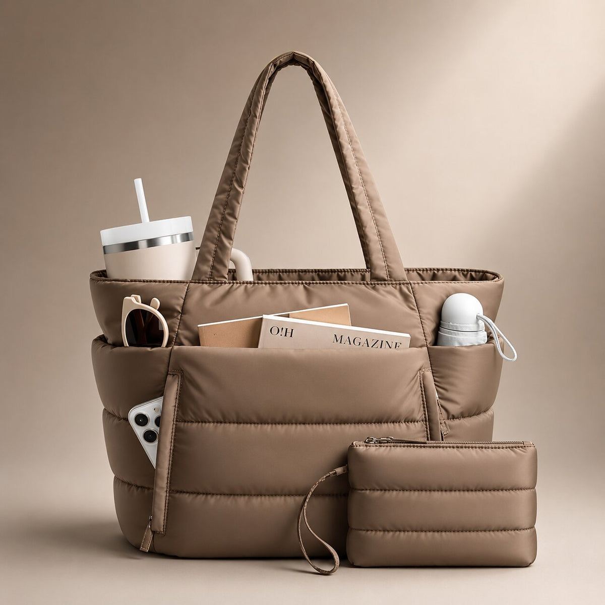 Puffer Tote Tas met Licht Gewicht en Ruime Indeling