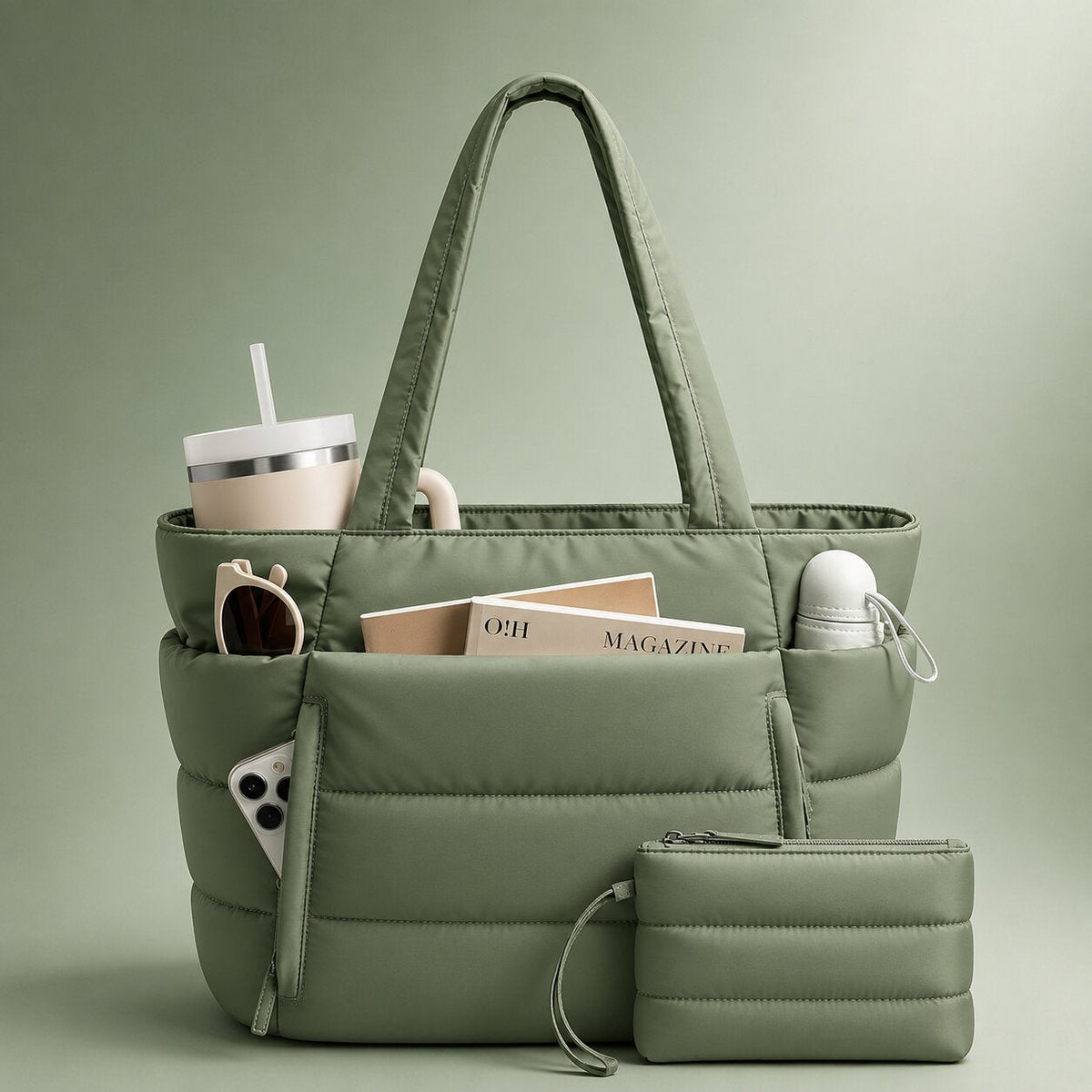 Puffer Tote Tas met Licht Gewicht en Ruime Indeling