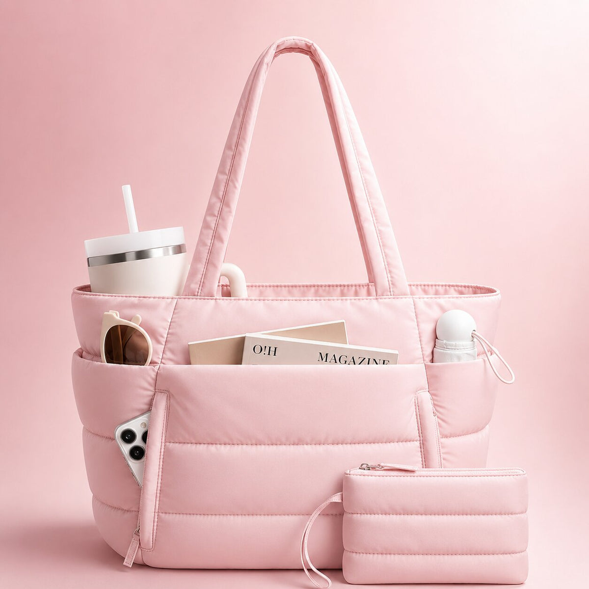 Puffer Tote Tas met Licht Gewicht en Ruime Indeling