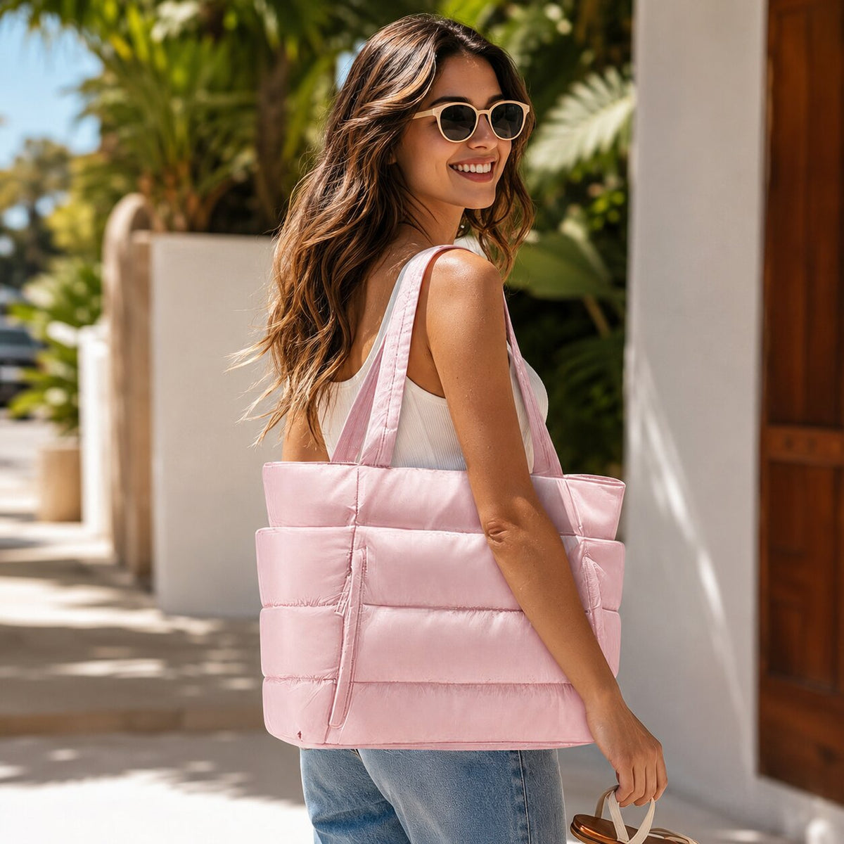 Puffer Tote Tas met Licht Gewicht en Ruime Indeling