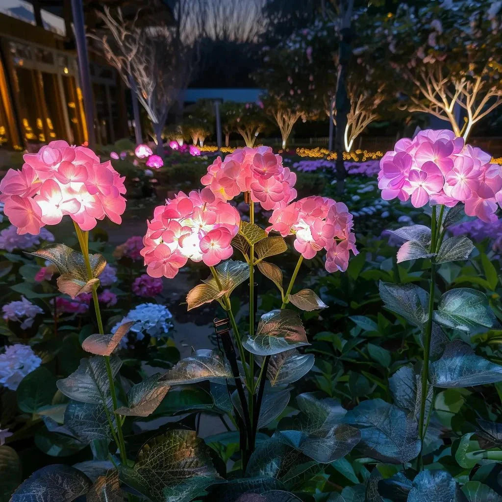 Solar Tuinaccent met Hydrangea‑Lichtbloemen voor Avondgloed en Sfeervolle Buitenruimtes