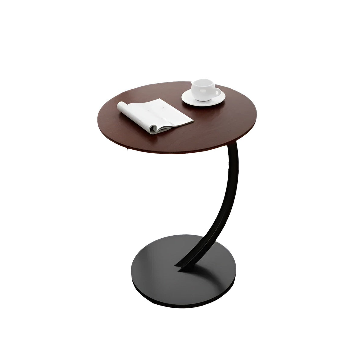 Ronde Bijzettafel Met Houten Blad En Stalen Frame