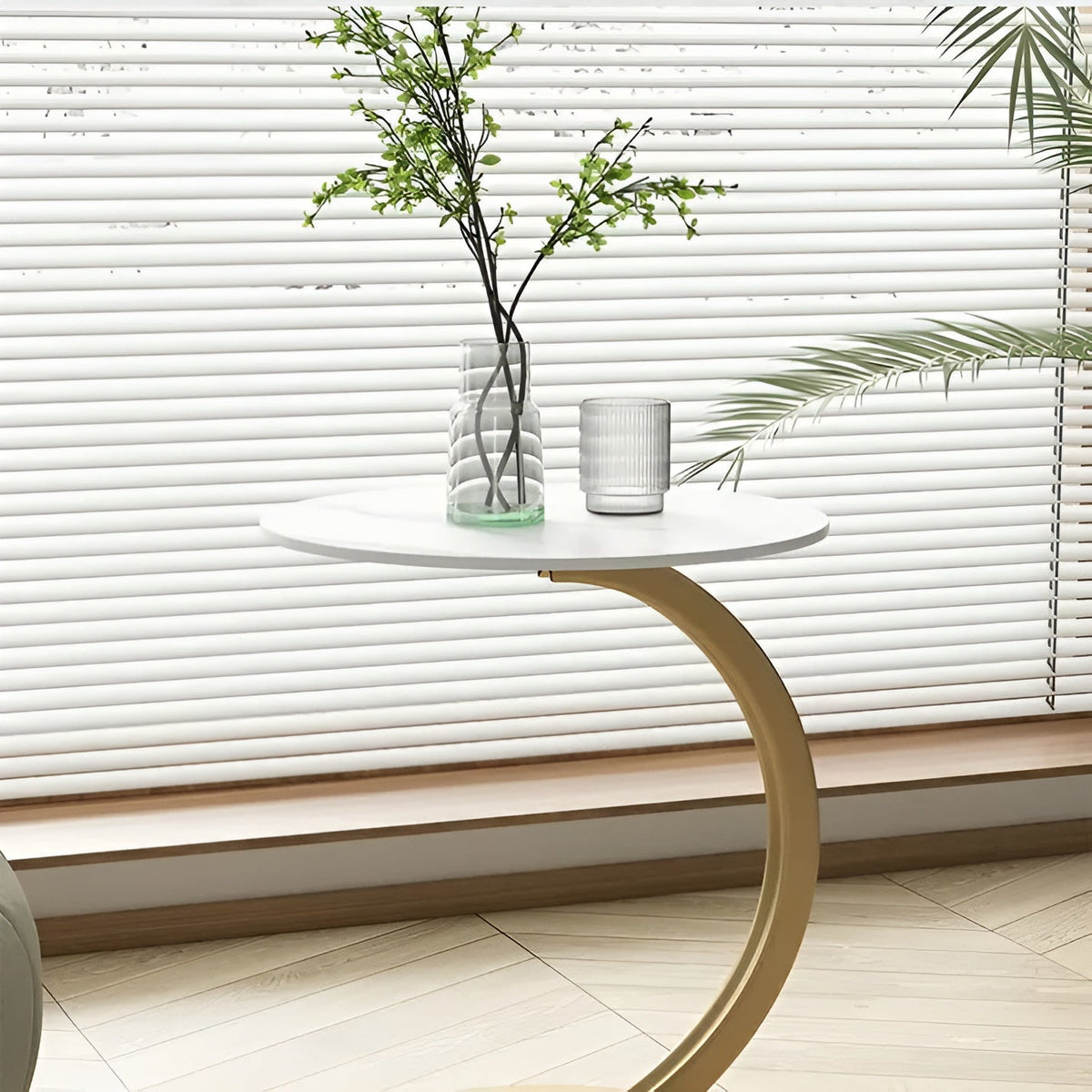 Ronde Bijzettafel Met Houten Blad En Stalen Frame
