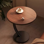 Ronde Bijzettafel Met Houten Blad En Stalen Frame