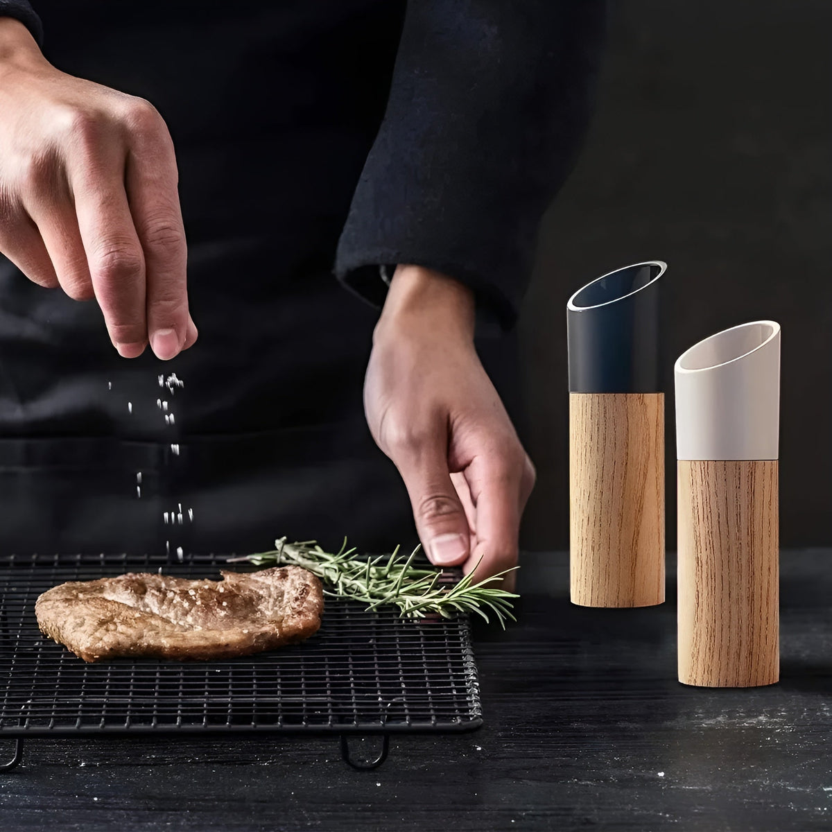 Houten Peper- En Zoutmolen Set Met Keramisch Maalwerk