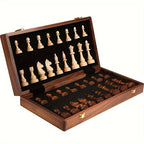 Schachspiel aus Holz | Schachbrett mit Schachfiguren | faltbar & tragbar | RoyalBrett