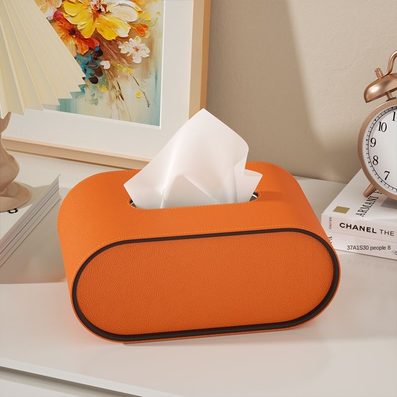 Tissuebox Met Ovaal Ontwerp En Luxe Pu‑Leren Afwerking