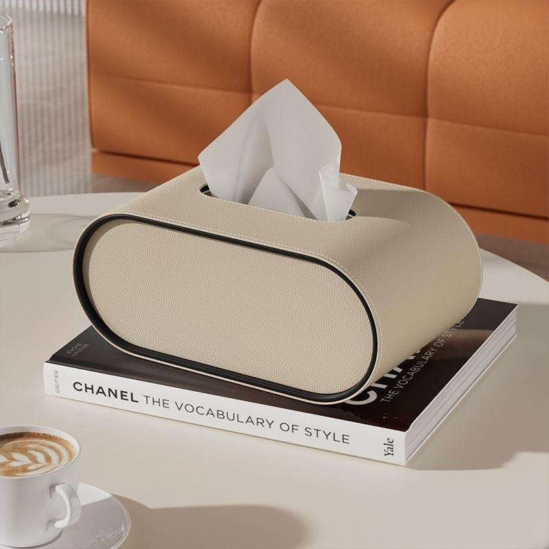Tissuebox Met Ovaal Ontwerp En Luxe Pu‑Leren Afwerking