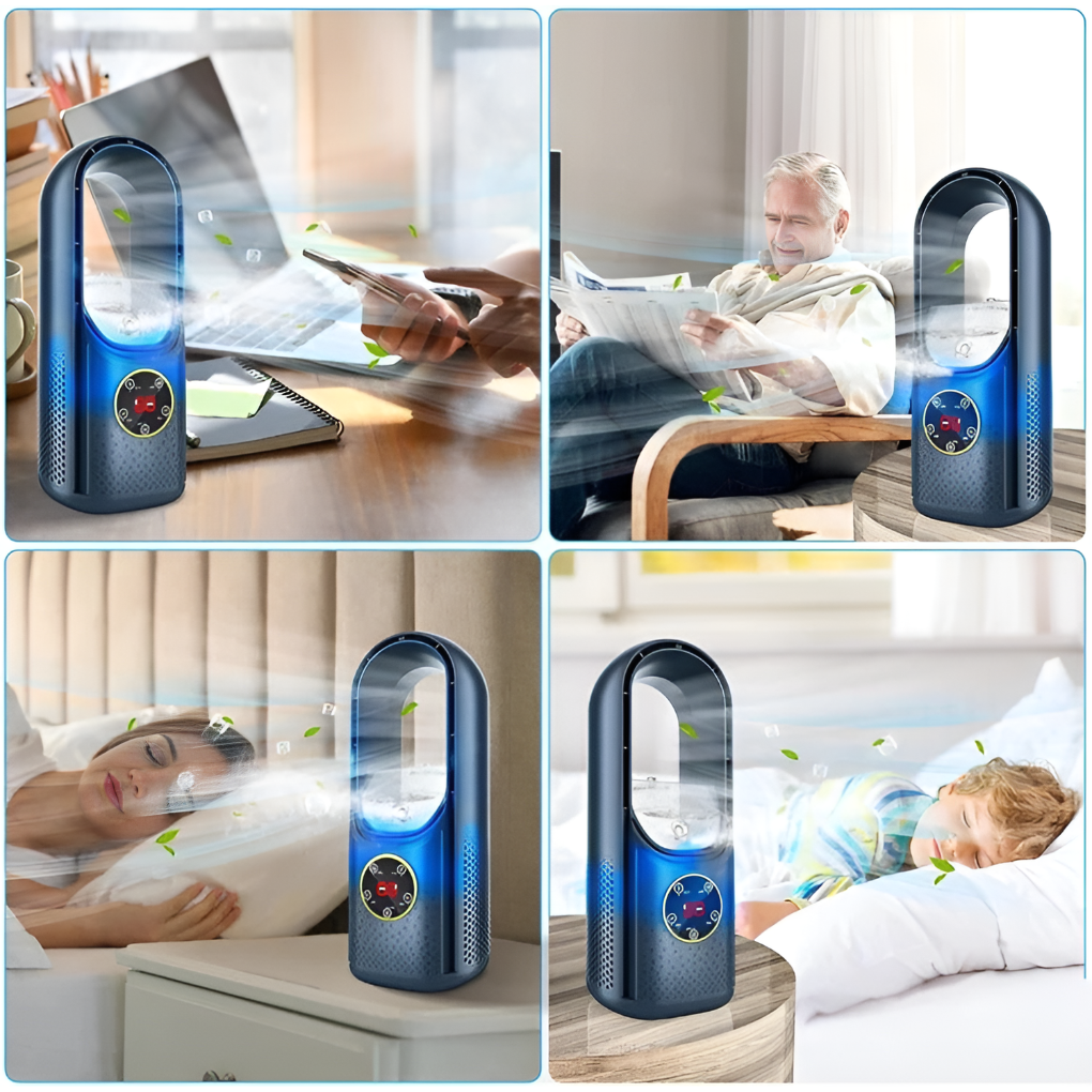 Bladloze Tafelventilator met Fluisterstille Koeling en Compacte Comfortvorm