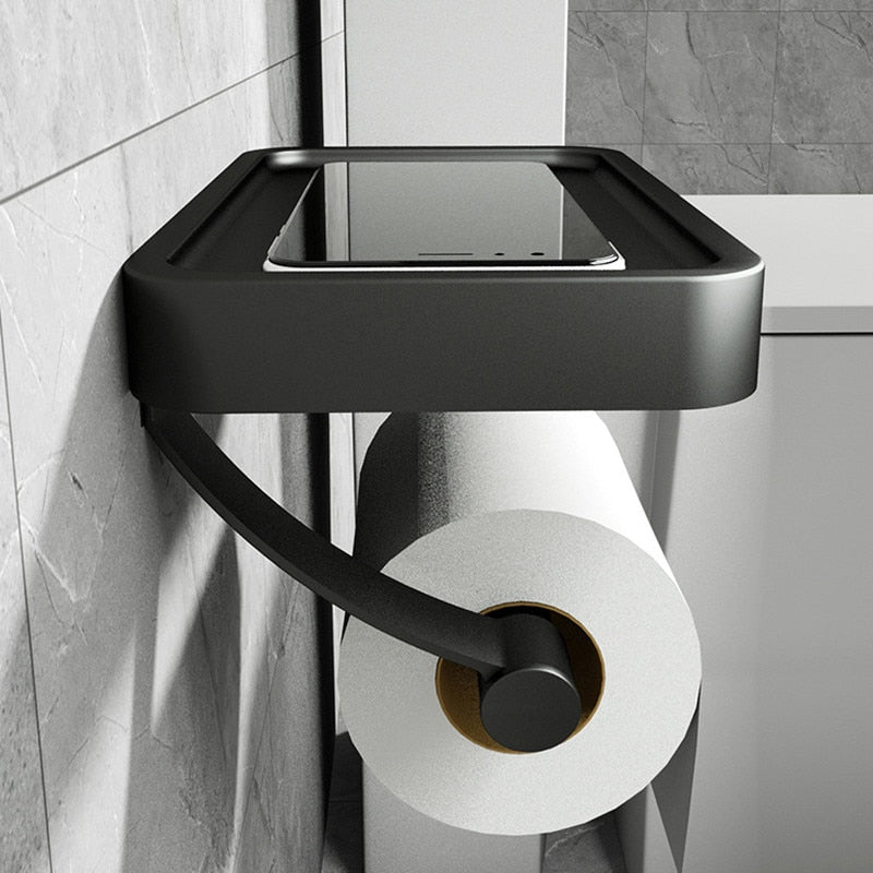 Luxe Wandrolhouder met Geïntegreerd Plankje voor Moderne Badkamerinrichting