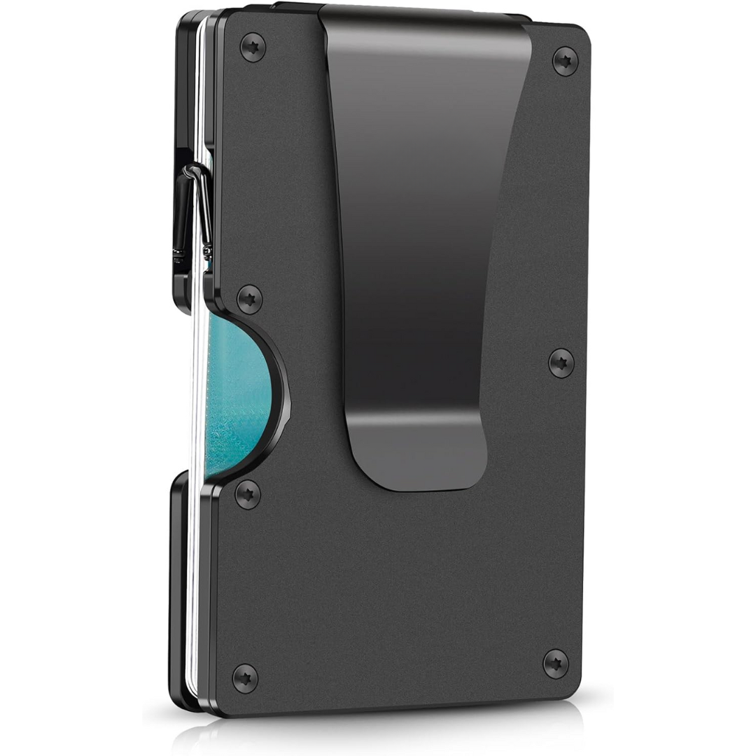 Kaartportemonnee Dun Model met Carbon Fiber en Metalen Clip
