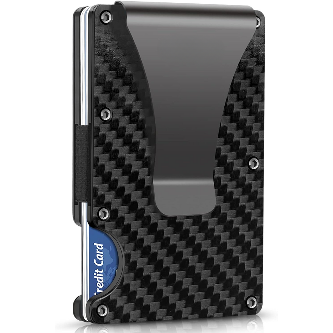Kaartportemonnee Dun Model met Carbon Fiber en Metalen Clip