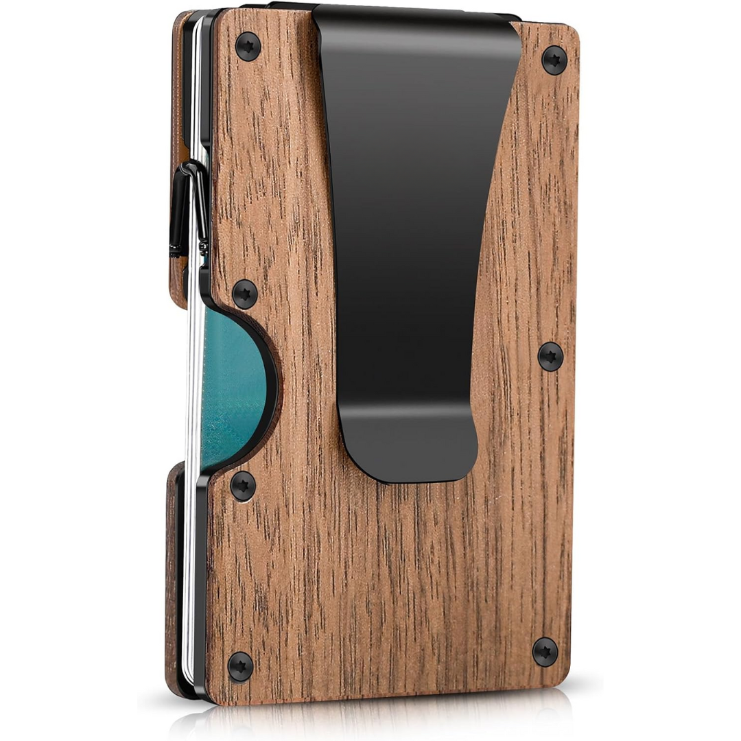 Kaartportemonnee Dun Model met Carbon Fiber en Metalen Clip