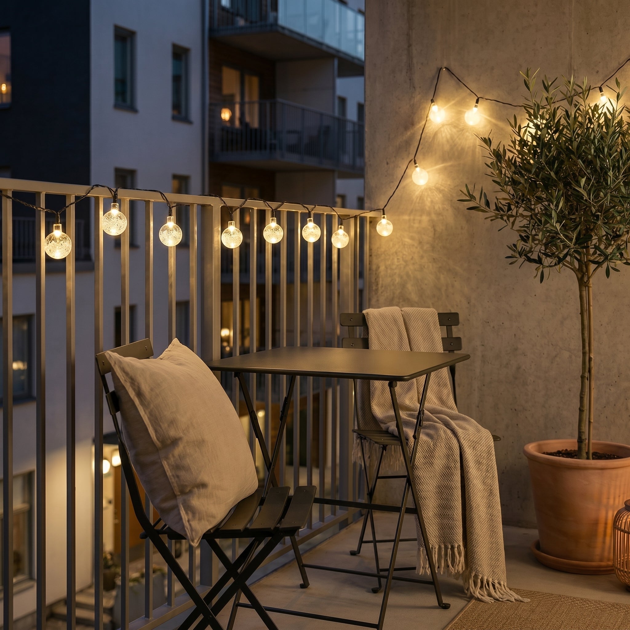 Solar Lichtslinger Met Ronde Lampen En Automatische Werking
