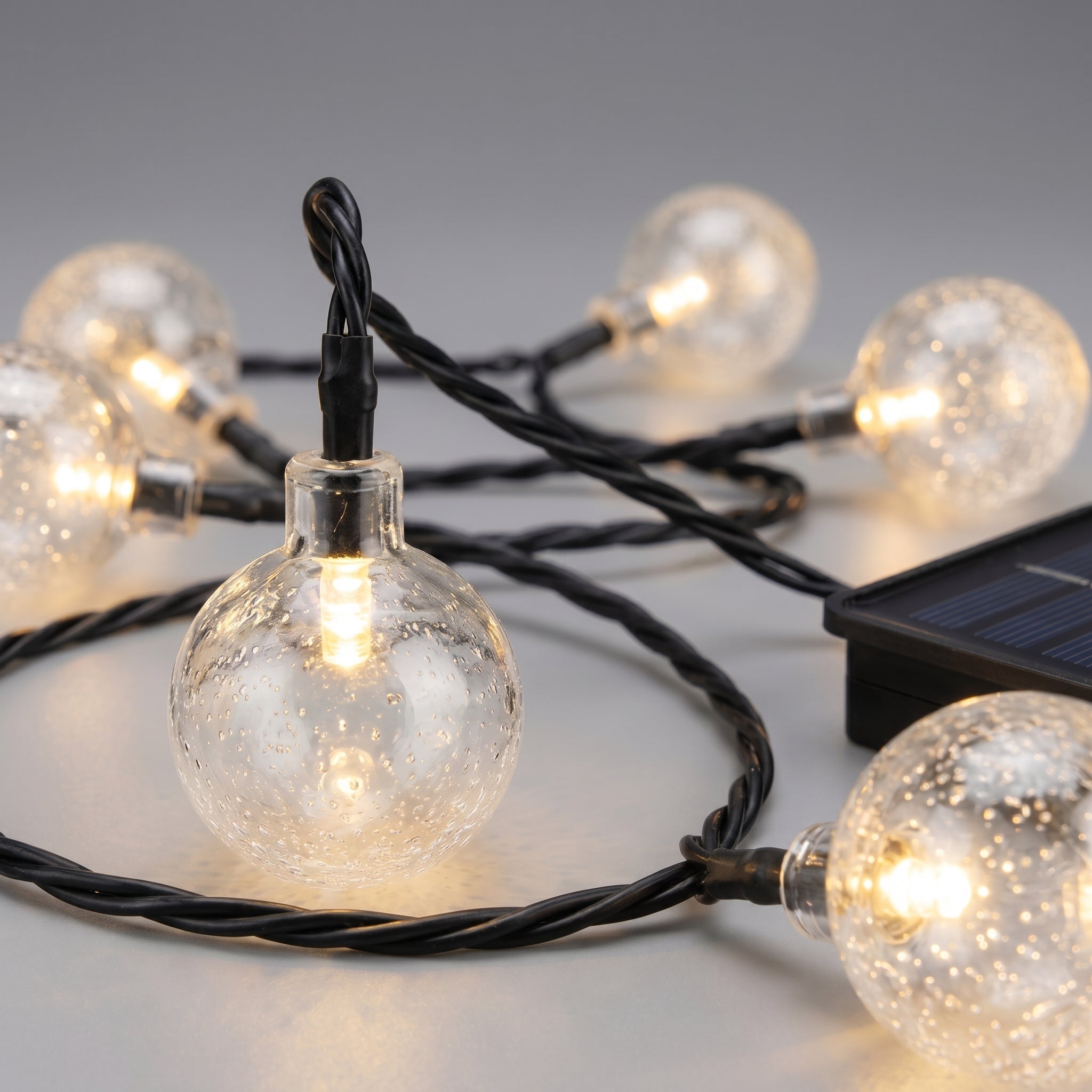Solar Lichtslinger Met Ronde Lampen En Automatische Werking