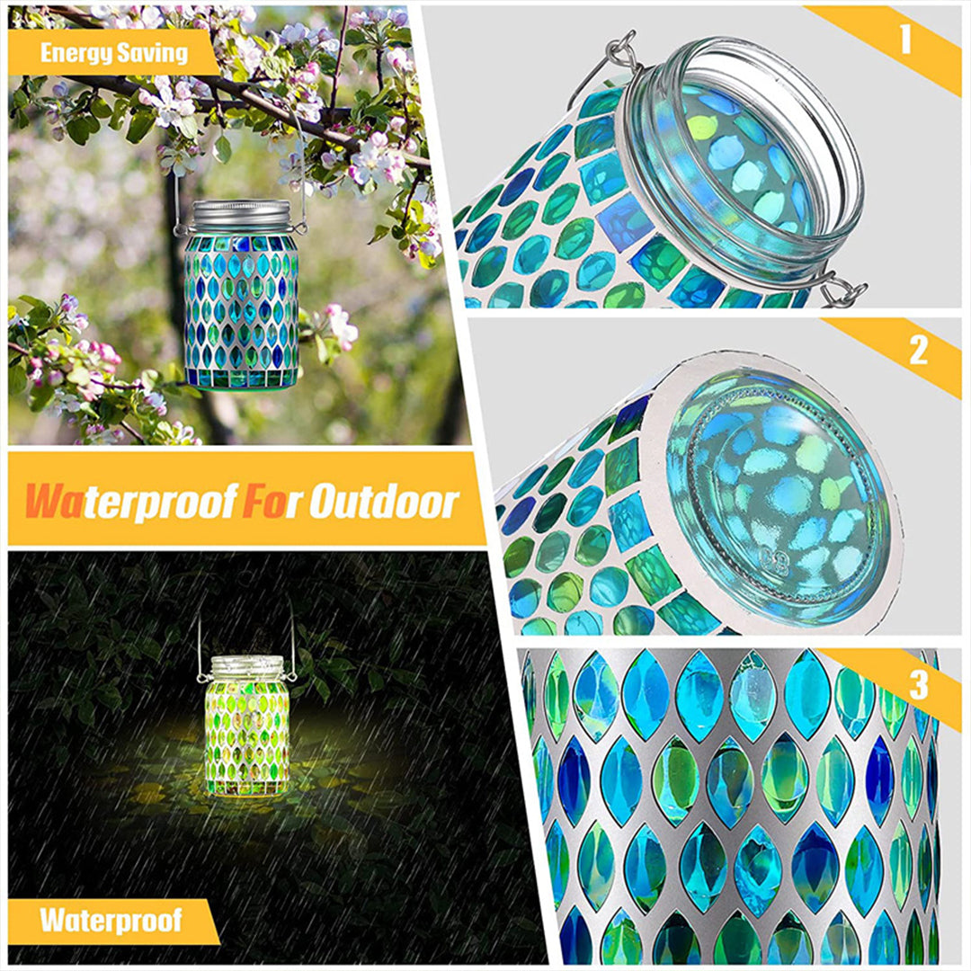 Solar Buitenlamp Met Gekleurd Glas En Sfeervolle Lichtpatronen
