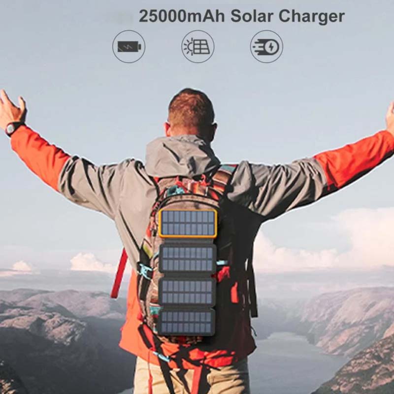 Opvouwbare powerbank met zonnepanelen en dubbele USB-uitgang
