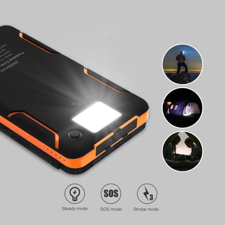 Opvouwbare powerbank met zonnepanelen en dubbele USB-uitgang
