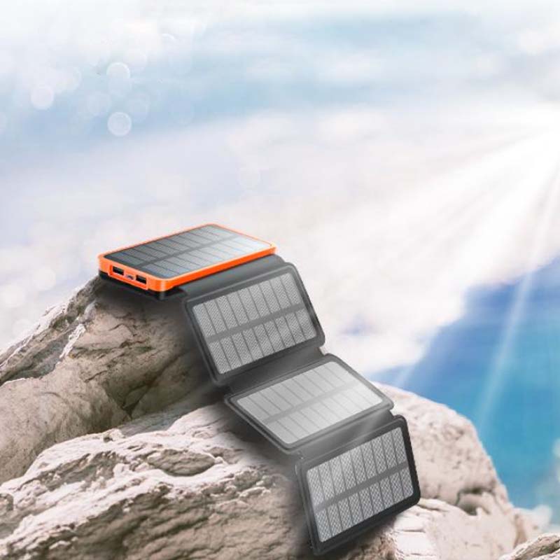 Opvouwbare powerbank met zonnepanelen en dubbele USB-uitgang
