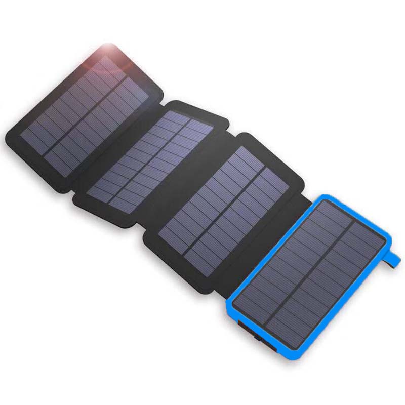 Opvouwbare powerbank met zonnepanelen en dubbele USB-uitgang