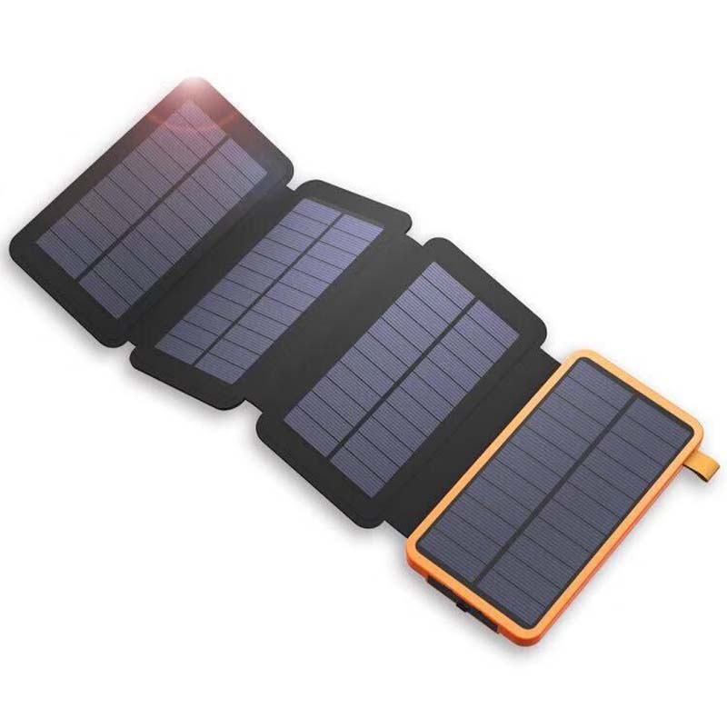 Opvouwbare powerbank met zonnepanelen en dubbele USB-uitgang