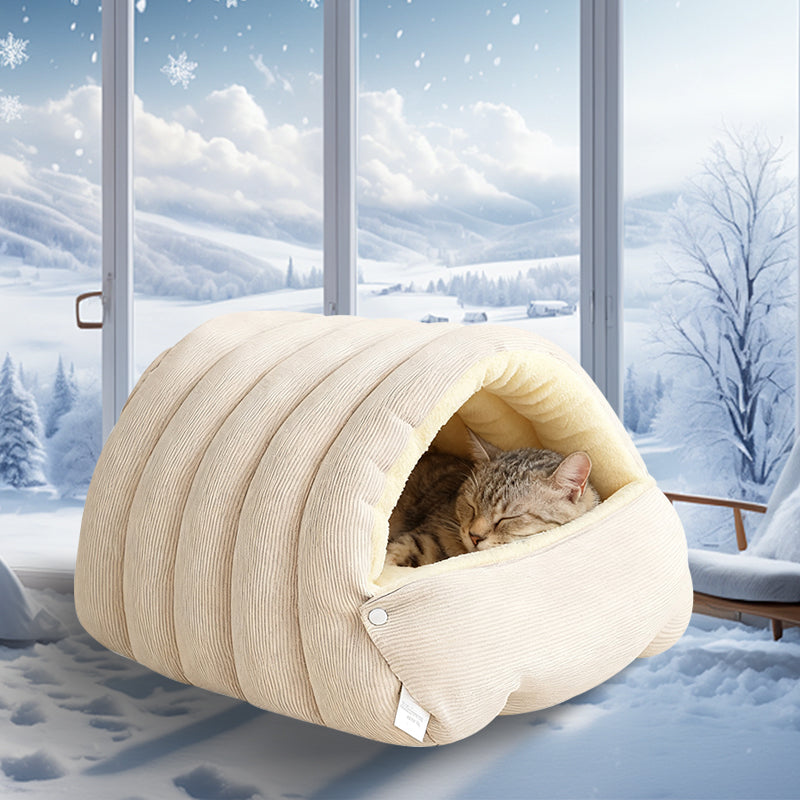 Kattenhol Pluche PP Katoen Halfkoepel Warm Comfort Ontwerp