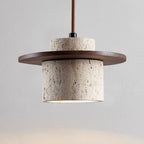 Hanglamp van Travertijn en Hout voor Rustige Sfeerverlichting in Huis