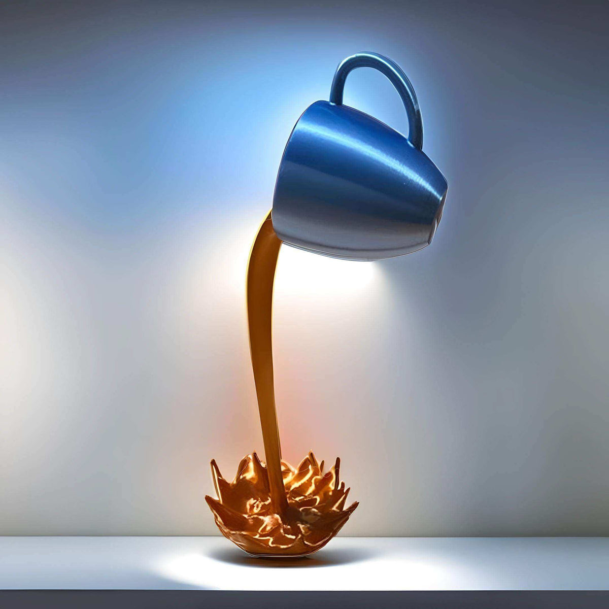 Harsbeeld met Drupvormige Koffiesculptuur en Compact Vrijstaand Ontwerp
