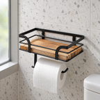 Houten Toiletrolhouder Met Opbergplank Voor Badkamer En Toilet