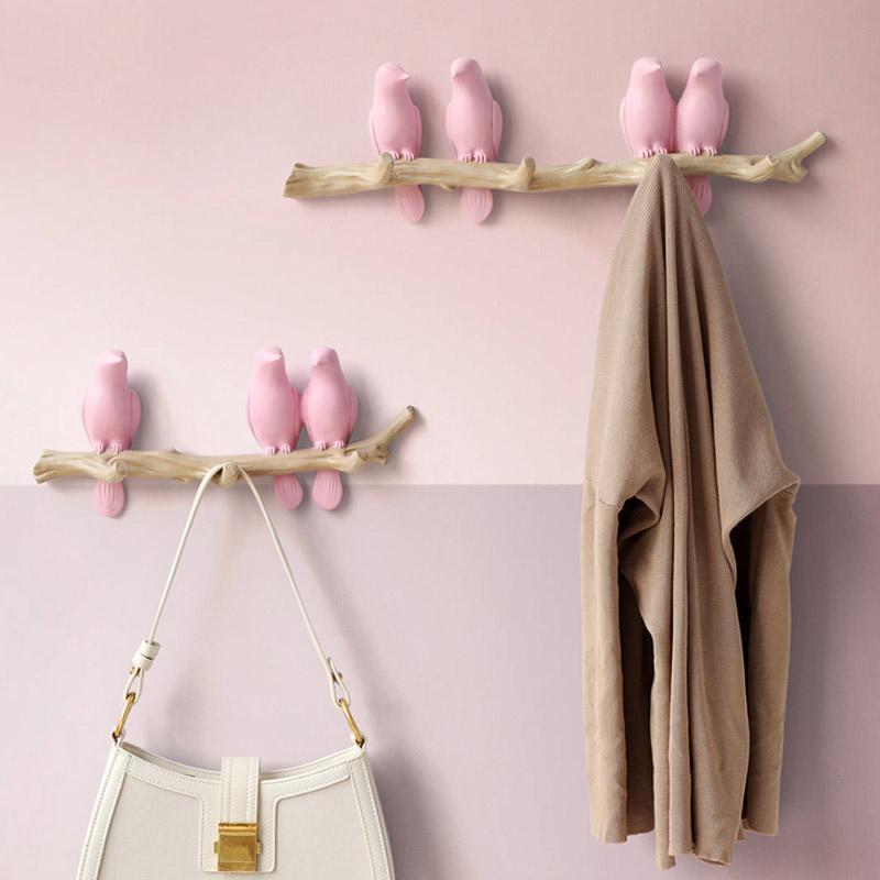 Decoratieve Vogels Wandhaak met Speelse Kapstokfunctie