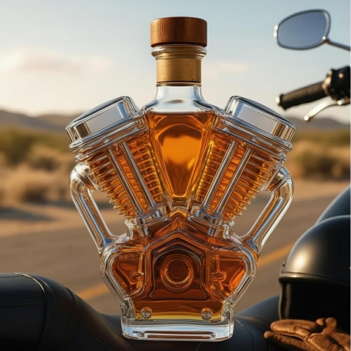 Voertuigvormige Whiskykaraf met Massieve Glazen Constructie voor Karaktervolle Presentatie