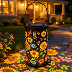 Decoratieve Solar Lantaarn Met Kleurrijk Bloemenpatroon Voor Buiten