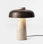 Minimalistische Tafellamp Met Natuurlijke Stenen Voet En Zacht LED-Licht