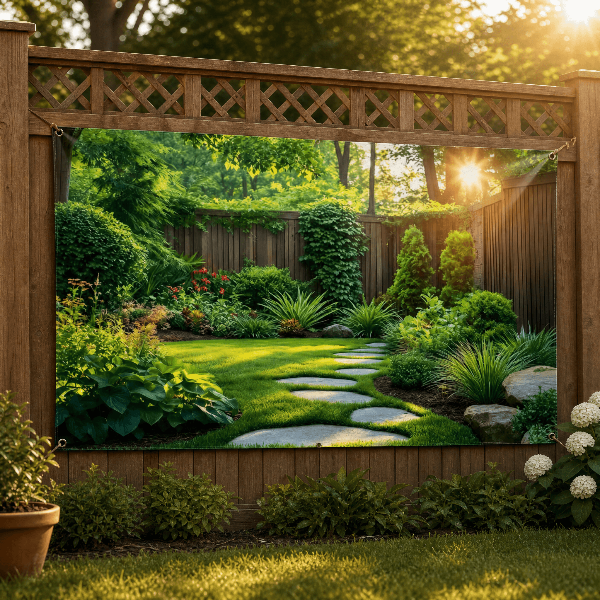 Tuinbanner Polyester Weerbestendig Groenprint Decoratief Ontwerp