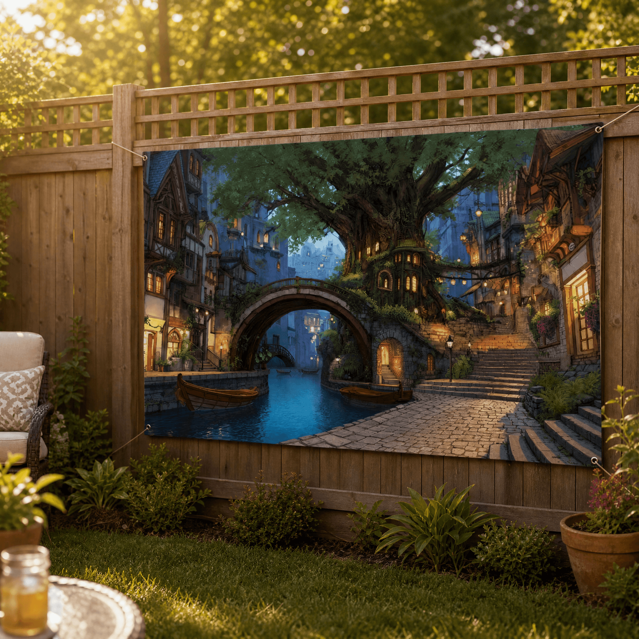 Tuinbanner Polyester Weerbestendig Groenprint Decoratief Ontwerp