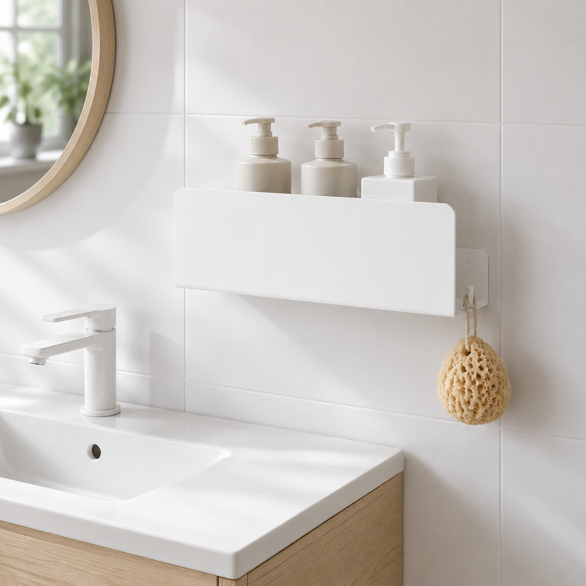 Aluminium Badkamer Wandplank Met Haken Voor Georganiseerde Opbergruimte