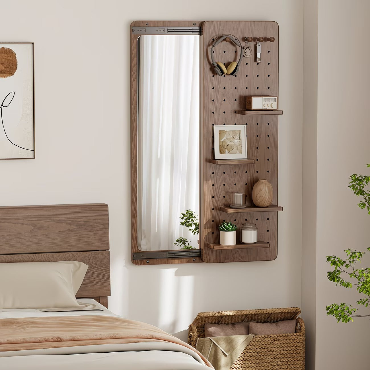 Wandgemonteerde Spiegel Met Pegboard