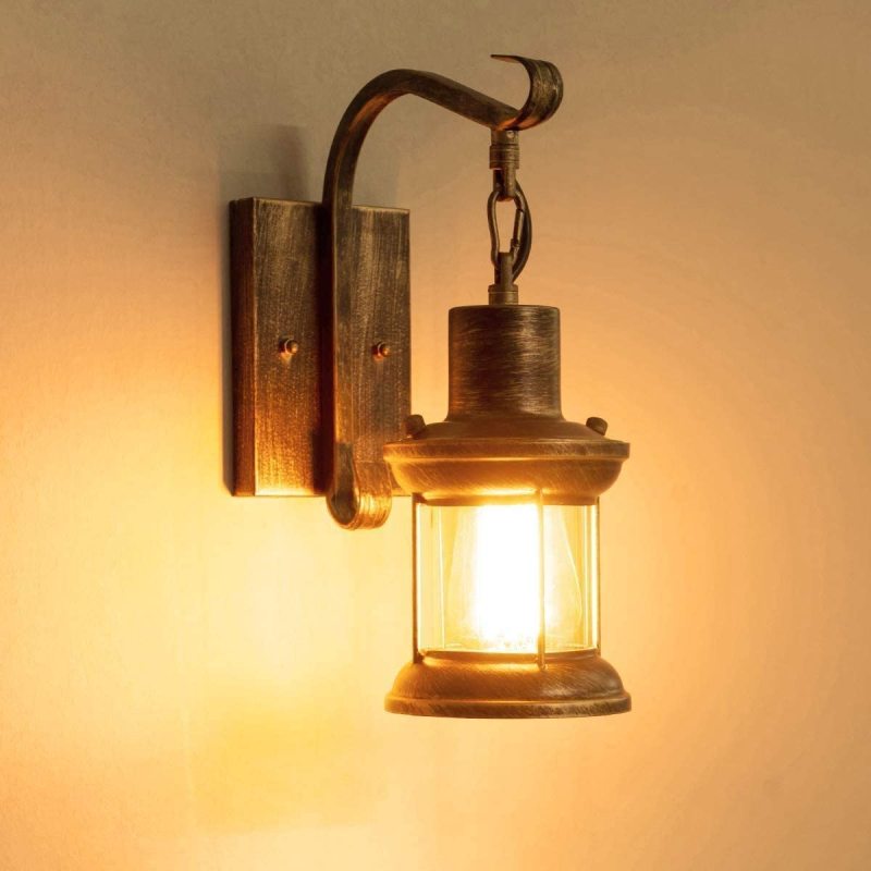 Industriële Retro Wandlamp Met Hangende Lantaarnkap