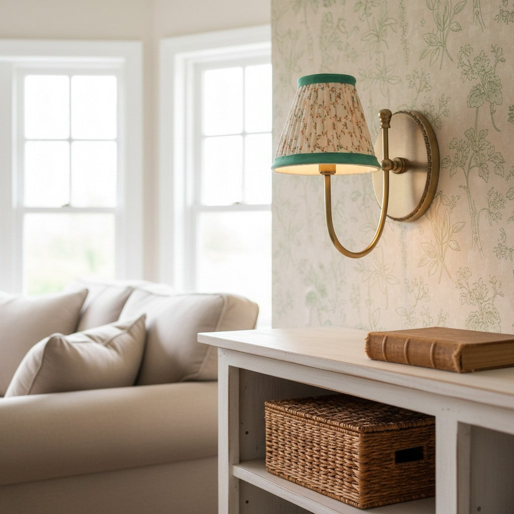 Landelijke Wandlamp Met Stoffen Kap En Sierlijke Wandbevestiging