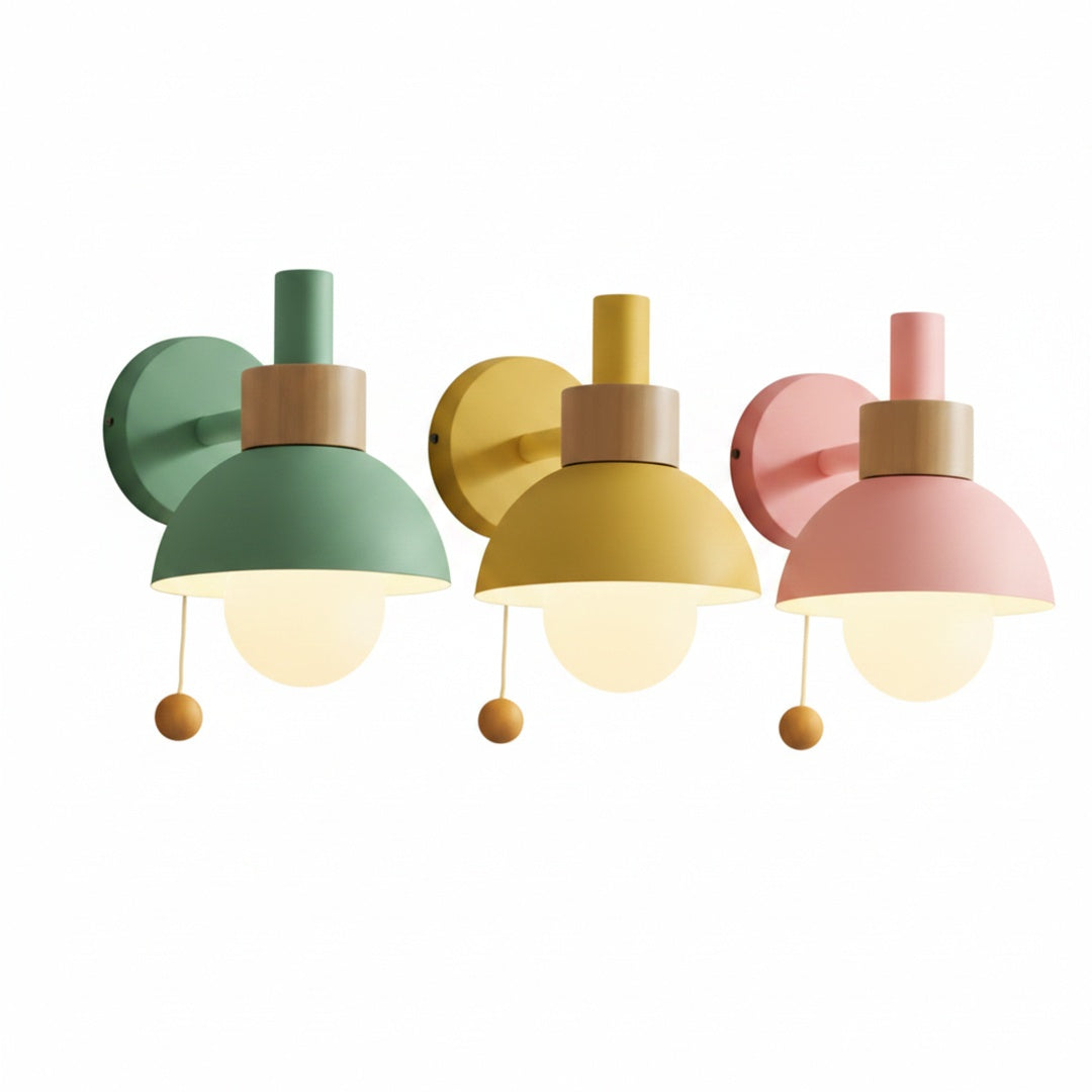 Scandinavische Wandlamp Met Trekkoordschakelaar En Decoratieve Koepelkap