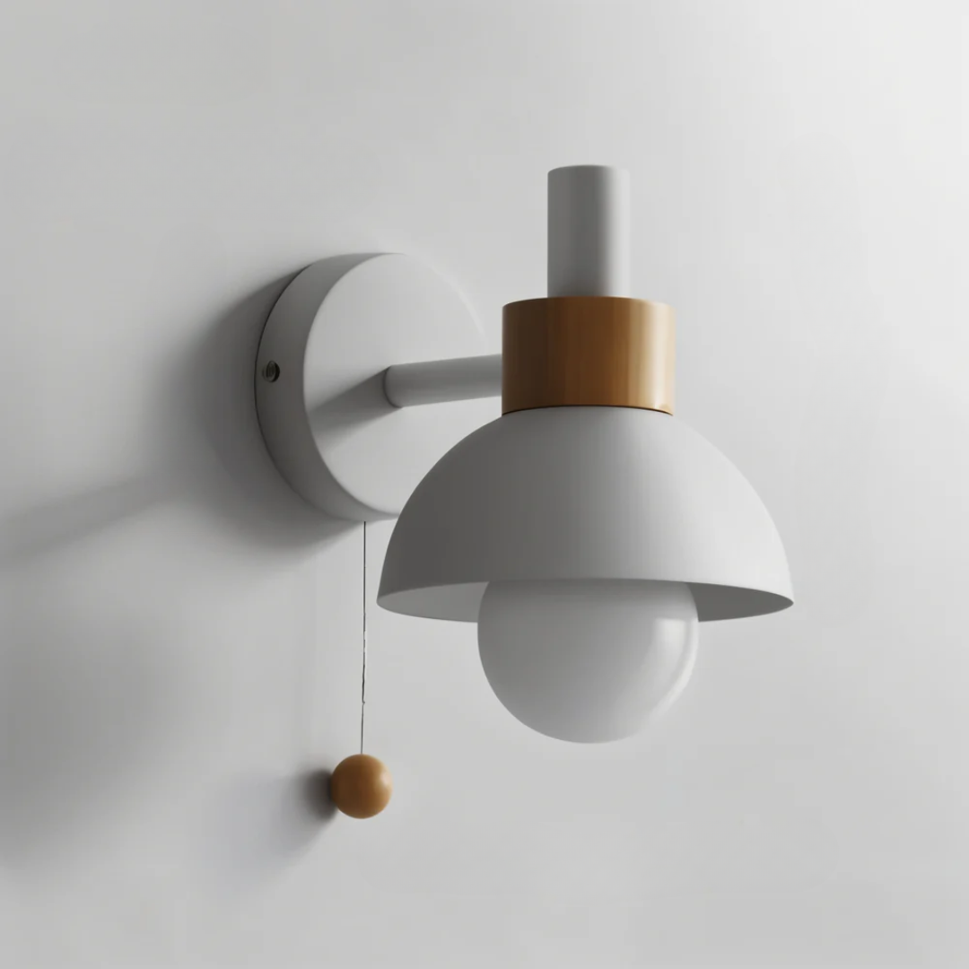 Scandinavische Wandlamp Met Trekkoordschakelaar En Decoratieve Koepelkap