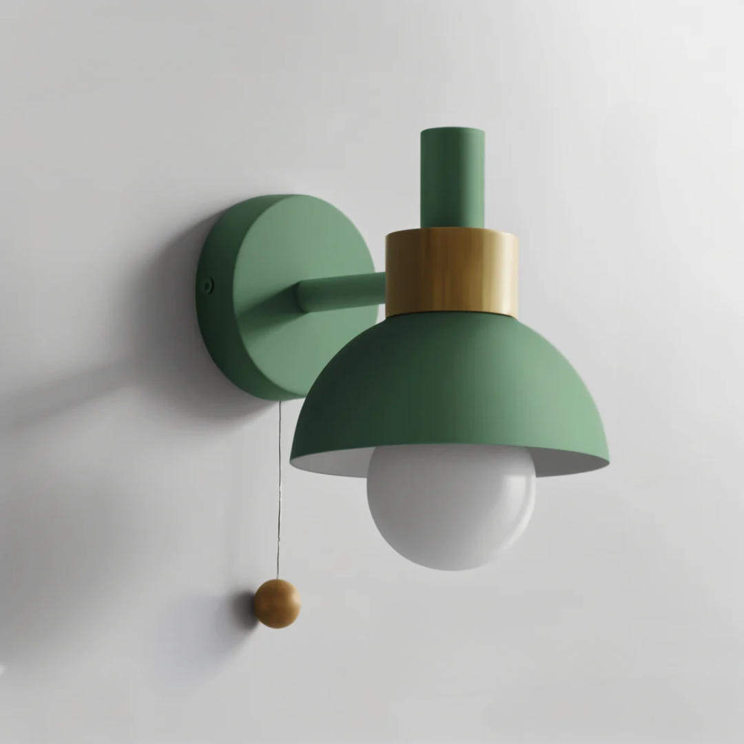 Scandinavische Wandlamp Met Trekkoordschakelaar En Decoratieve Koepelkap