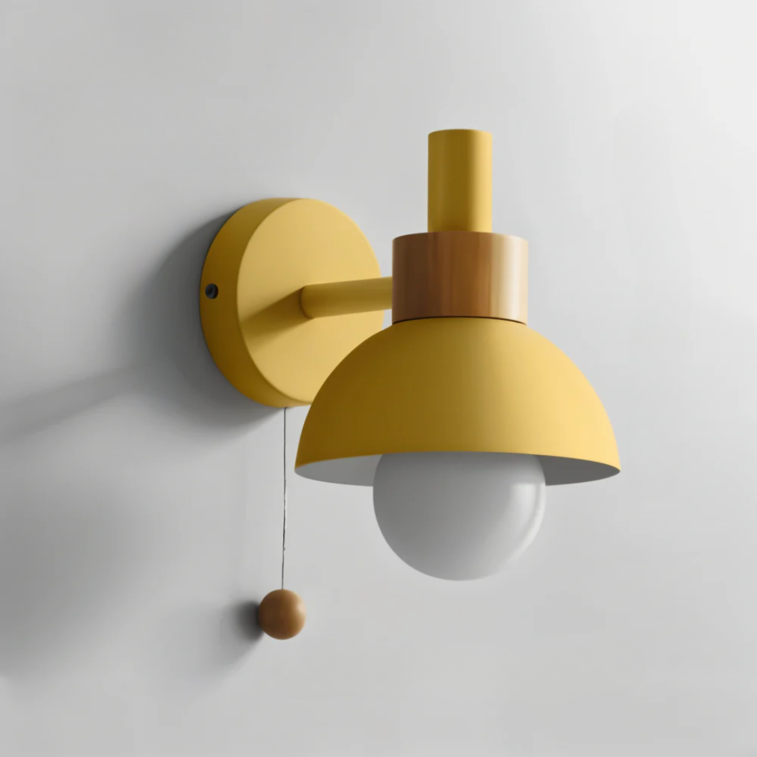 Scandinavische Wandlamp Met Trekkoordschakelaar En Decoratieve Koepelkap