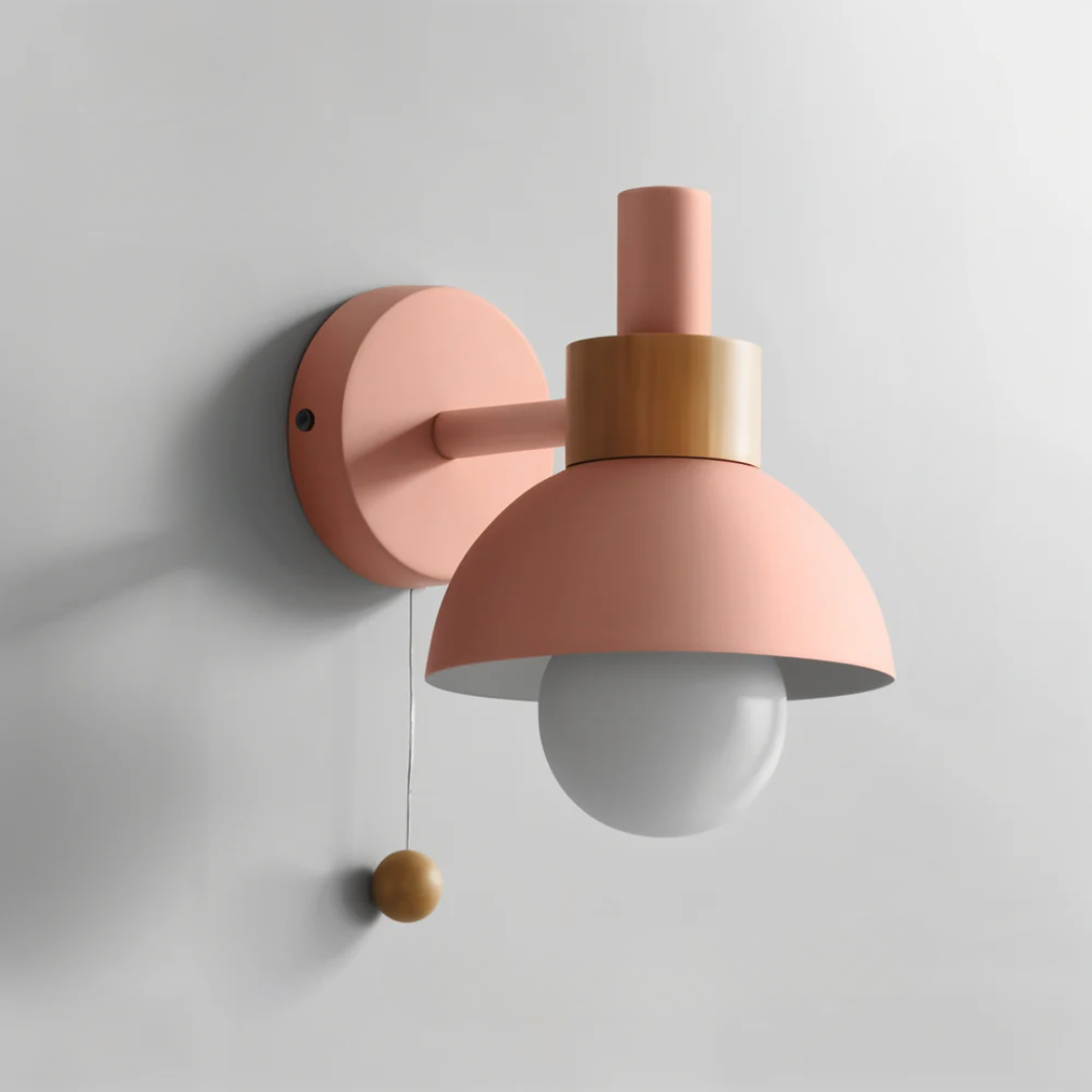 Scandinavische Wandlamp Met Trekkoordschakelaar En Decoratieve Koepelkap