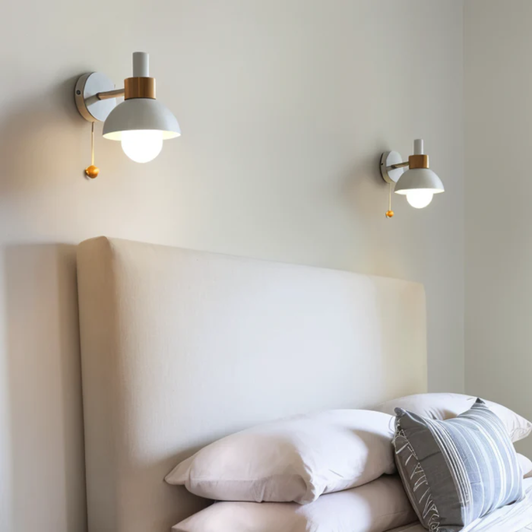 Scandinavische Wandlamp Met Trekkoordschakelaar En Decoratieve Koepelkap