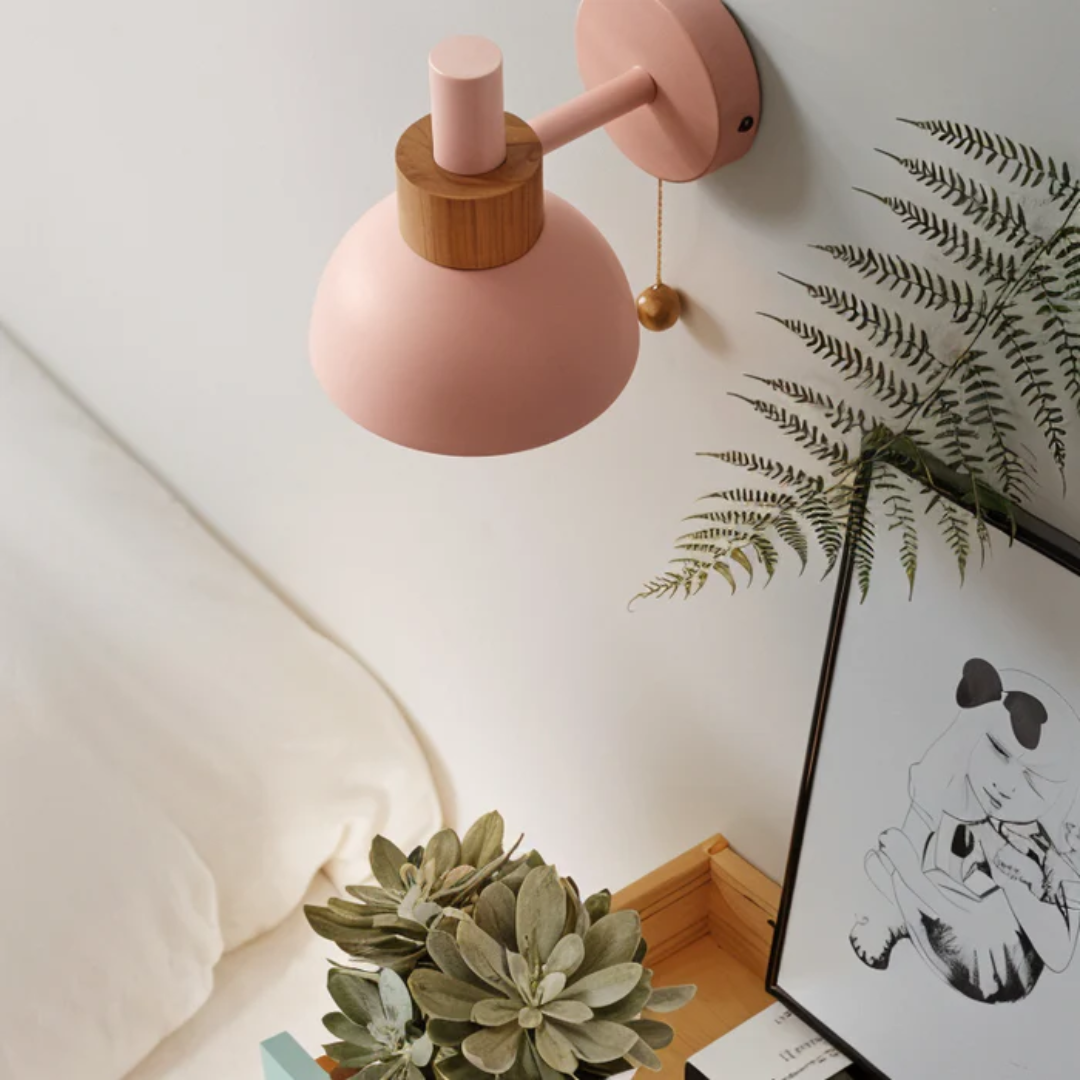 Scandinavische Wandlamp Met Trekkoordschakelaar En Decoratieve Koepelkap