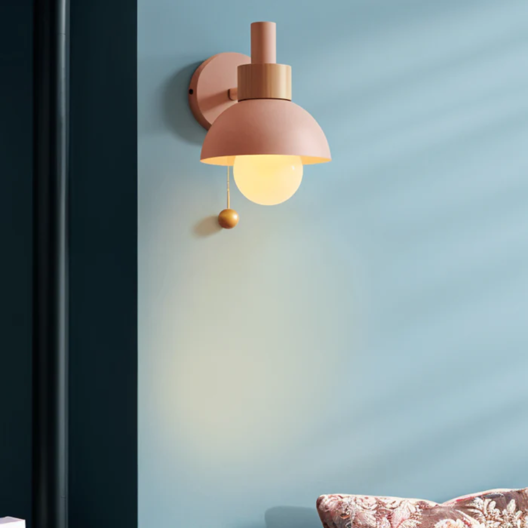 Scandinavische Wandlamp Met Trekkoordschakelaar En Decoratieve Koepelkap