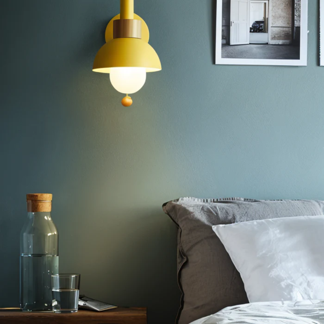Scandinavische Wandlamp Met Trekkoordschakelaar En Decoratieve Koepelkap