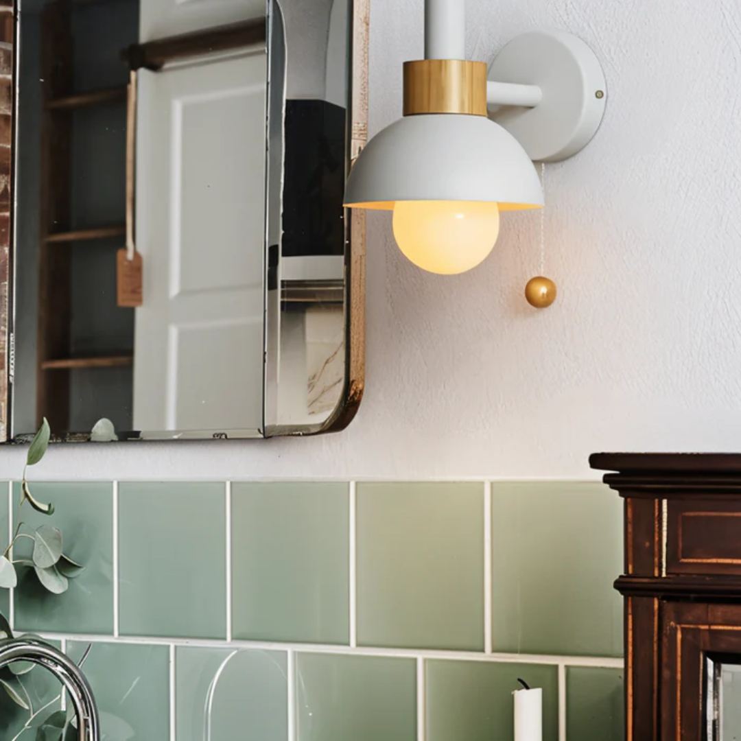 Scandinavische Wandlamp Met Trekkoordschakelaar En Decoratieve Koepelkap